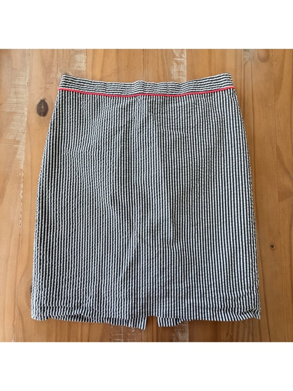 J. Crew The No. 2 Pencil Seersucker Blue & White Striped Lined Skirt Sz 6